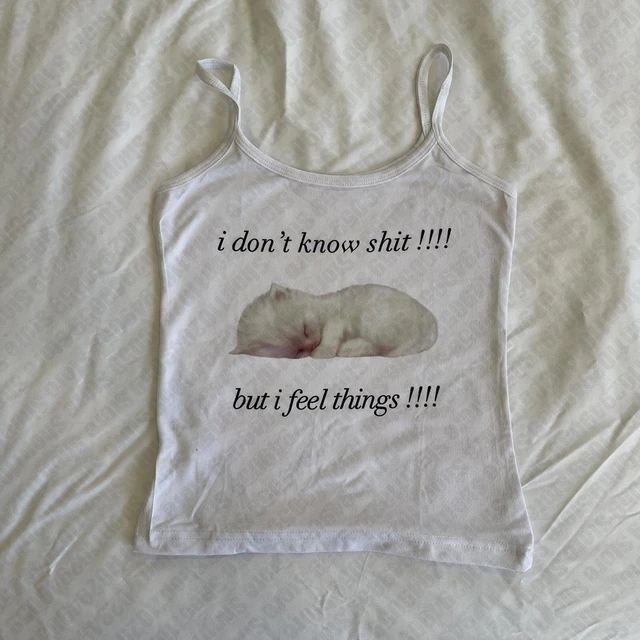 Vintage Corset Débardeurs Femmes Esthétique Chat Imprimé Grunge Bébé Tee Punk Y2k Vêtements Gothique Emo Fille Camisole Top 2000s Récolte Hauts 1