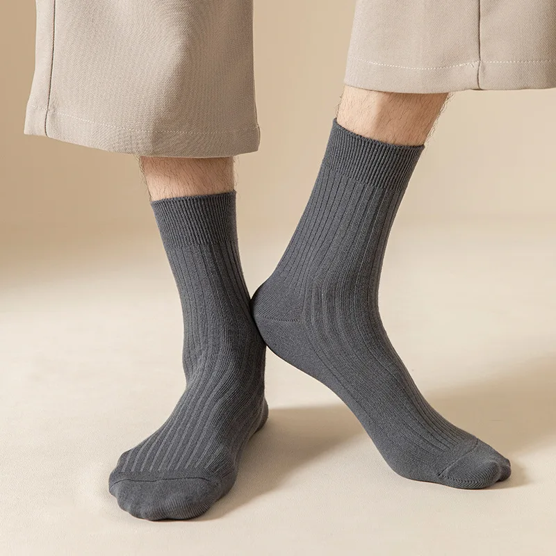 Mens Crew Socks - 3 Pairs Black  White Casual Cotton Streetwear