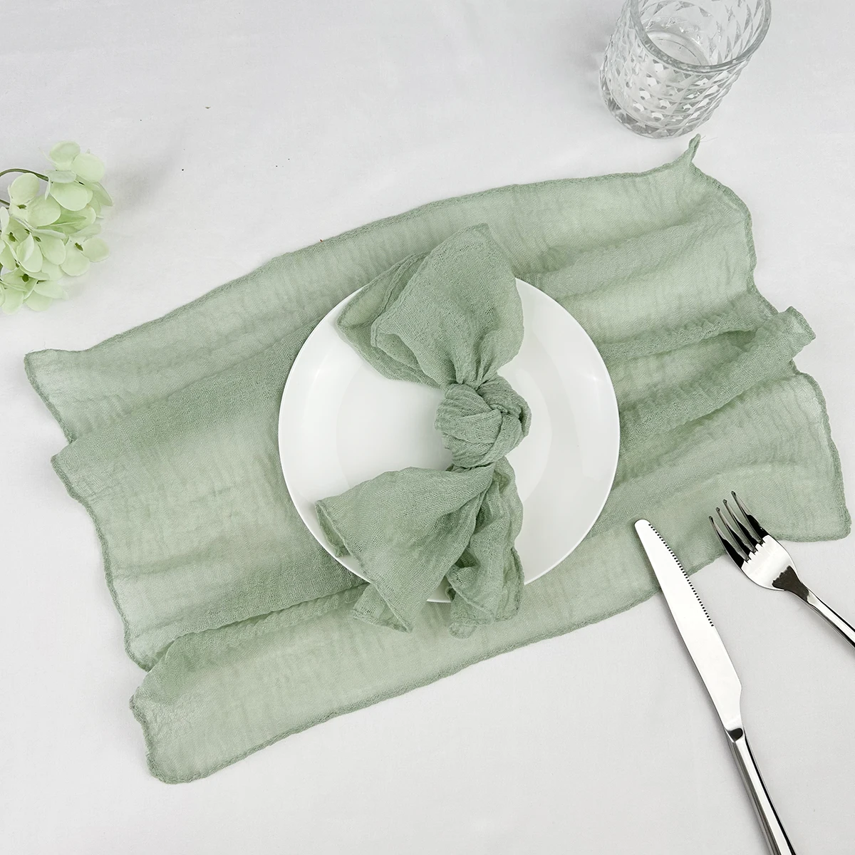 

50PC 38x38cm Sage Gauze Wedding Napkin Cheesecloth Dining Party Banquets Christmas Banquets Arches Cake Table Decor