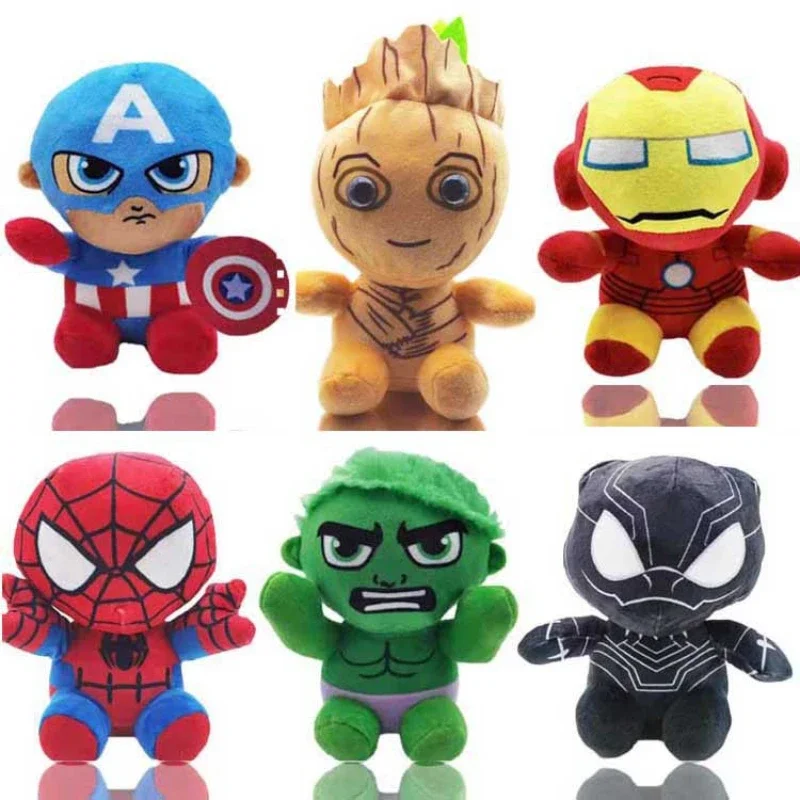 20Cm Iron Man Spider-Man Captain America Hulk Black Panther Treants Doll Anime Characters Collection Desktop Display Gift Toy
