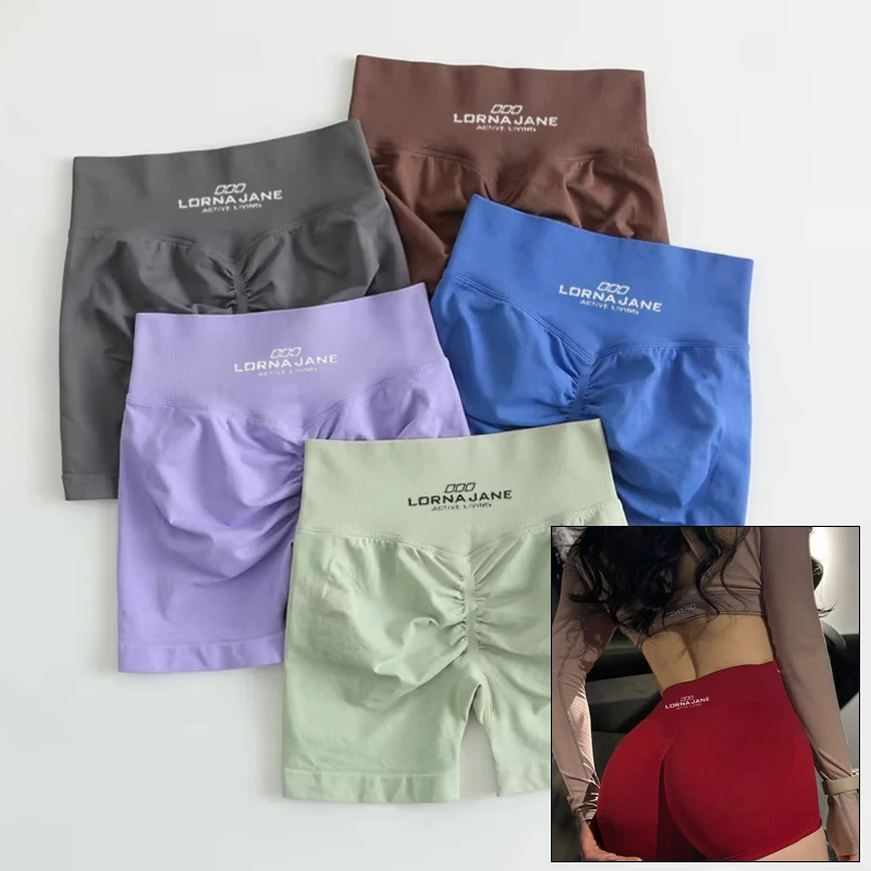 Impact Shorts Low Ribbed Waist Band Yoga Shorts Seamless Scrunch Bum Workout Gym Booty Hight Stretch Running