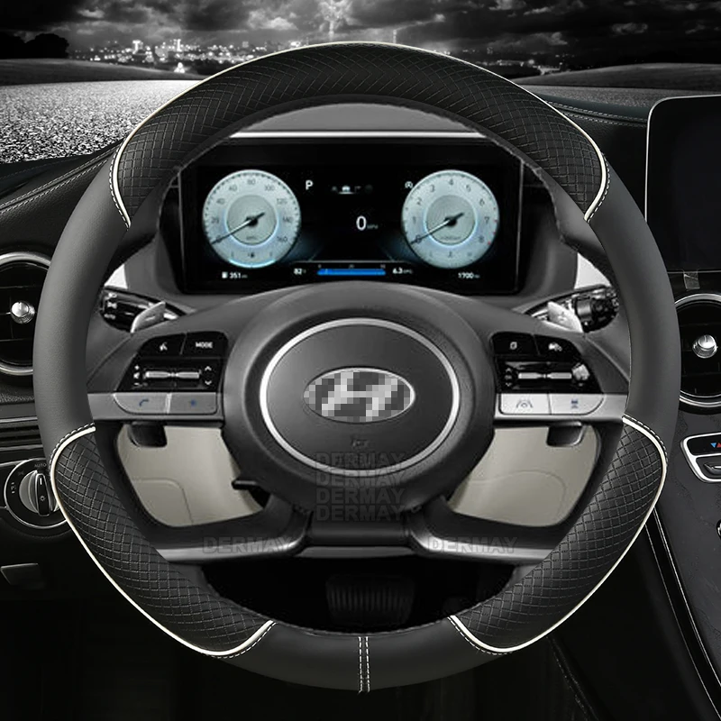 PU Leather Car Steering Wheel Cover For Hyundai Tucson 2021 2022 NX4 Elantra 2020 Sonata 10th 2020 2021 2022 Auto Accessories