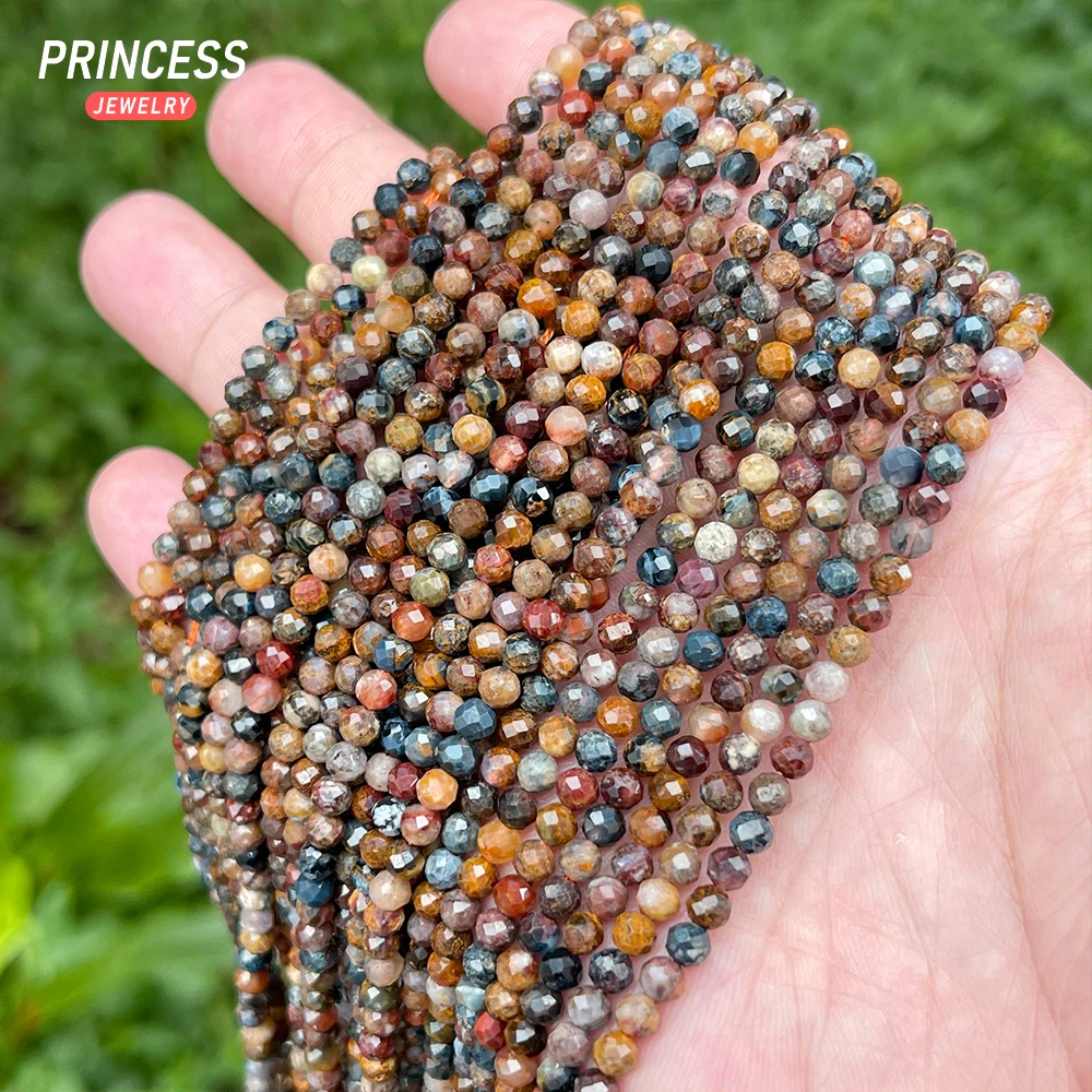 A+ Natural Namibia Pietersite 4mm Faceted Beads for Jewelry Making DIY Bracelet Necklace Accessories, Petrified Wood 6
