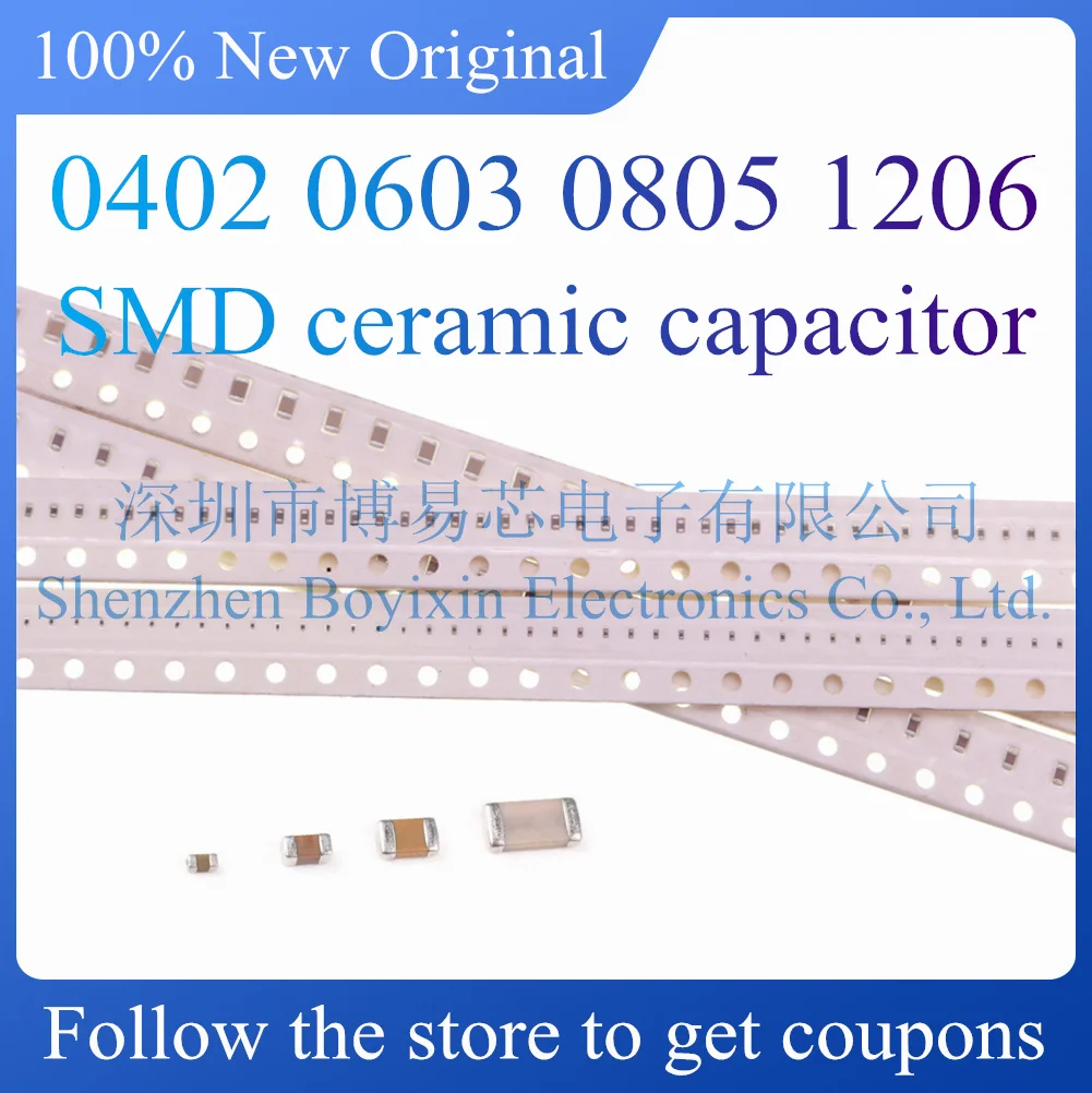 100Pcs SMD ceramic capacitor 0402 0603 0805 1206 1pF 3.5pF 6.8pF 82pF 100pF 1nF 10nF 1uF 10uF 100nF 220pF 22nF 220nF 47nF 47uF