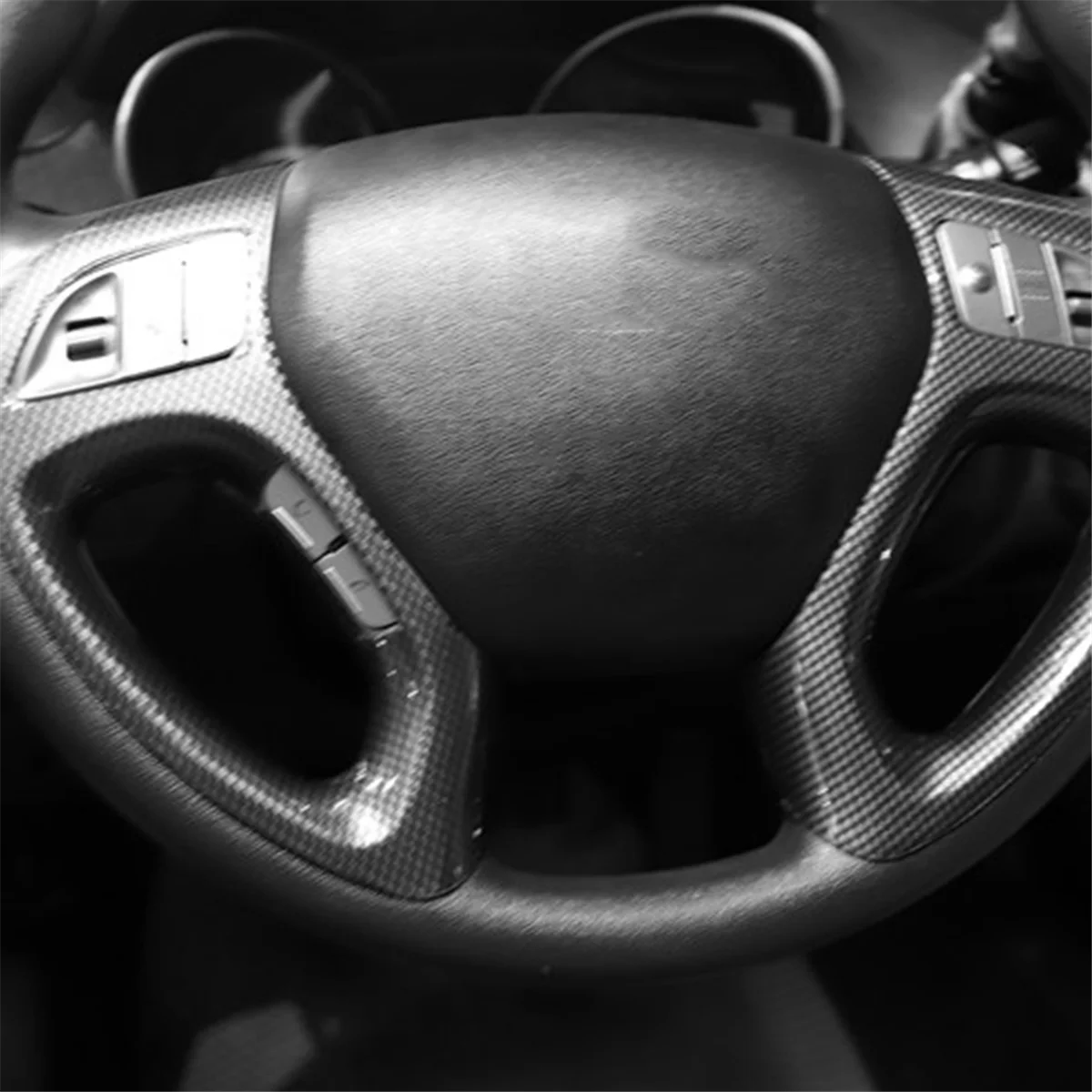 Car Steering Wheel Button Trim Frame Stickers Cover for Hyundai IX35 2010-2015 Interior Decoration ABS Carbon Fiber LHD