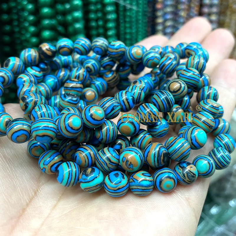 Cuadrado Azul, Cuentas Redondas De Piedras Preciosas De Cristal Con Joyas Dibujadas Mano 179013 48