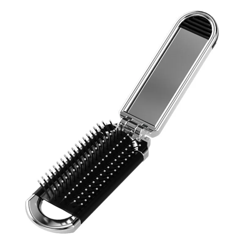 Professional Travel Hair Comb Portable Folding Hair Brush With Mirror Compact Pocket Size Purse Travel Comb Air Bag Massage Comb mermaid barbi accessories jewelry set sequins purse necklace bracelet bow hair clip shell earring gift for girls photo props