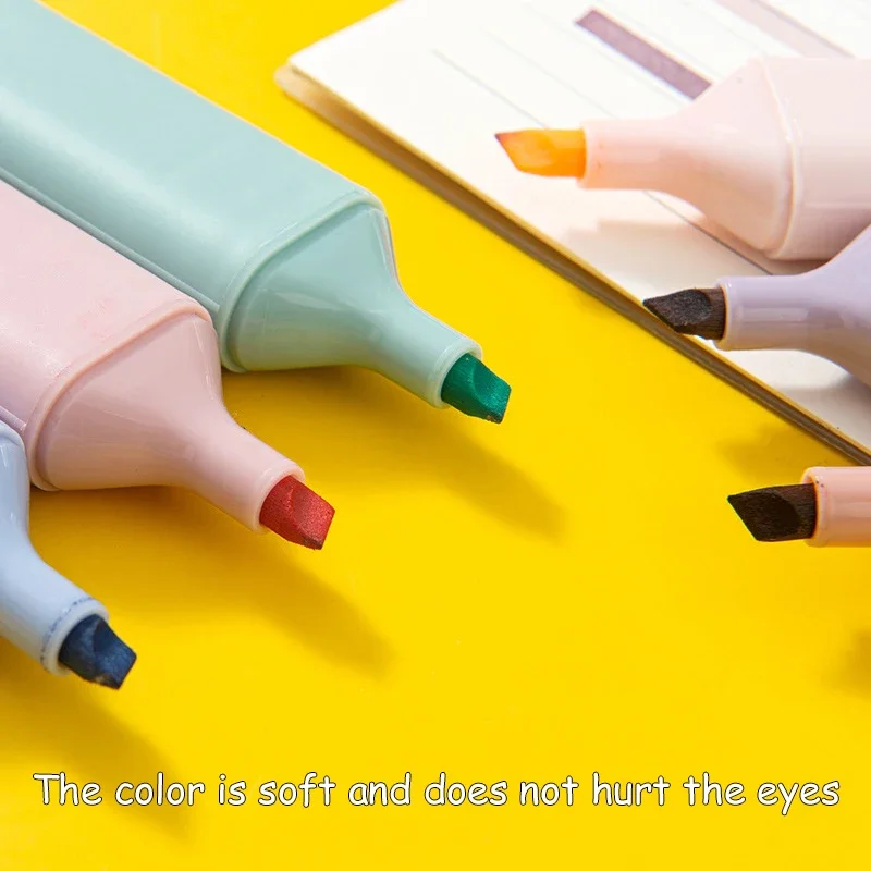 6 Colors Kawaii Highlighters Safe Non-toxic Highlighter Marker Color Pens For Student Stationery Office School Supplies