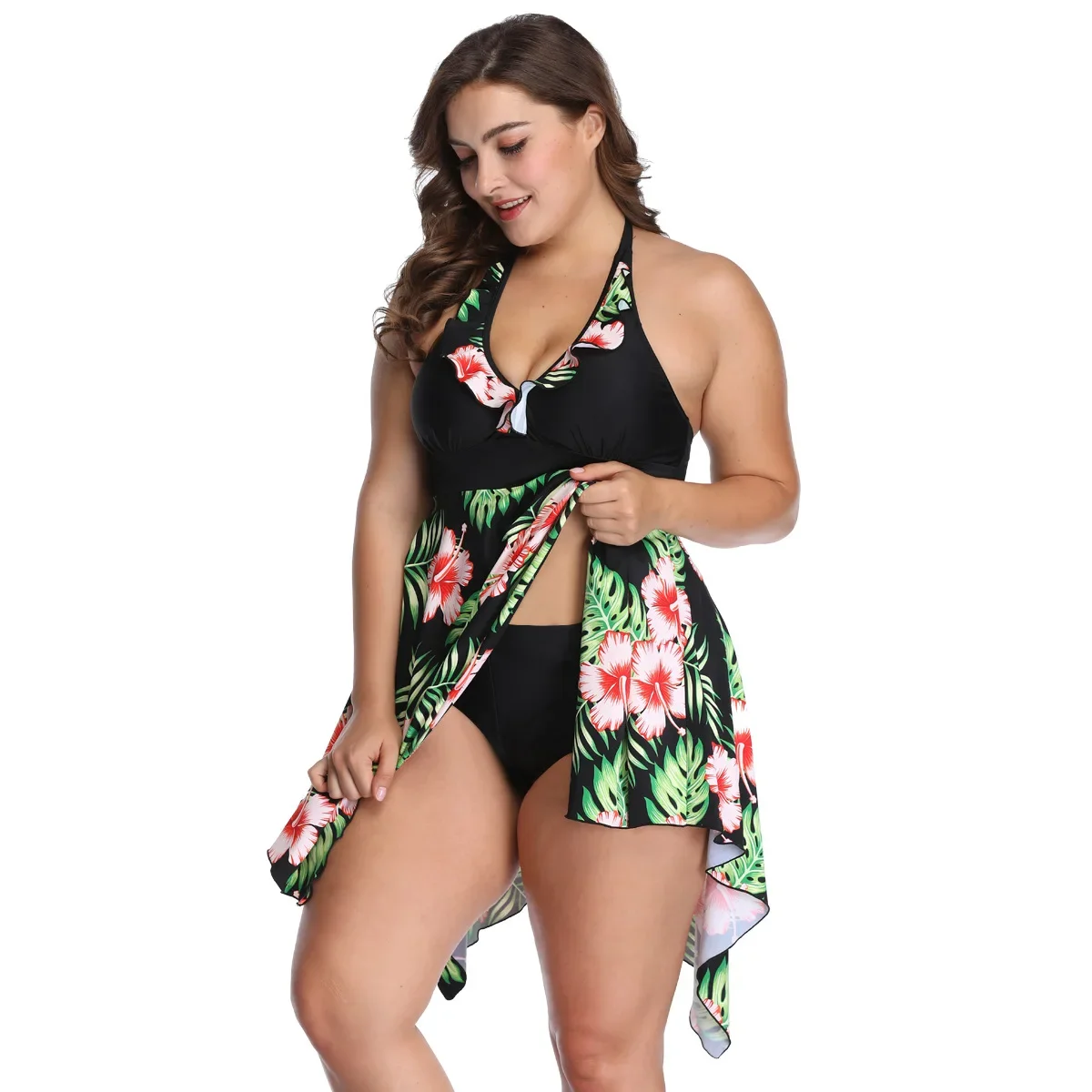 swimwear Two Piece Suit Halter Swimming Dress Summer Beachwear Print Bathing Suits Plus Size Sexy Bikinis Swimsuits For Women
