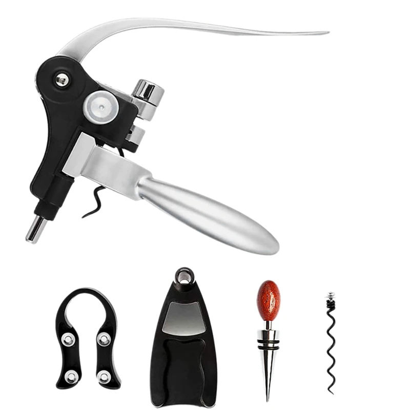 5 Pcs Rabbit Ears Bottle Opener Set Bar Lever Corkscrew Steel Opener