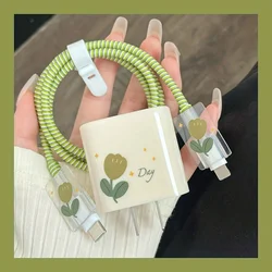 Green Floral USB Cable Protector and Spiral Winder Cover (16)