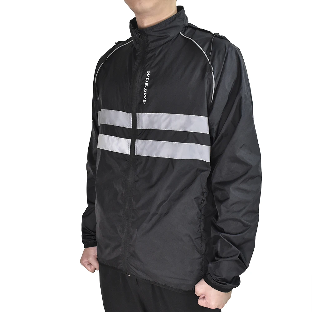 WOSAWE Cycling Jacket pocket Windbreaker Windproof Water Repellent Breathable Light Weight Bike Riding Jackets Reflective Coat