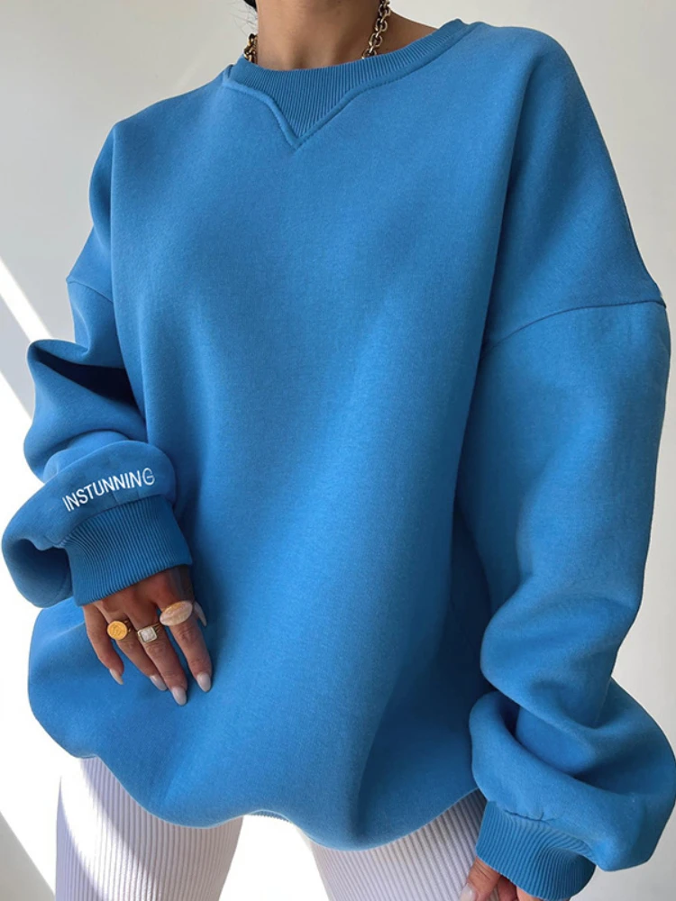 

Autumn Winter Clothes Women Sweatshirts Loose Fashion Streetwear Solid Top Casual All Match Oversize Pullover Couples Sweatshirt