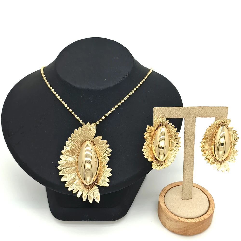 Dubai Goldene Schmuck Sets Für Frauen bunte Blume Anhänger Ohrringe 2 stücke Set Hochzeit Zubehör Für Indien hochzeit party Geschenk – Detail 7