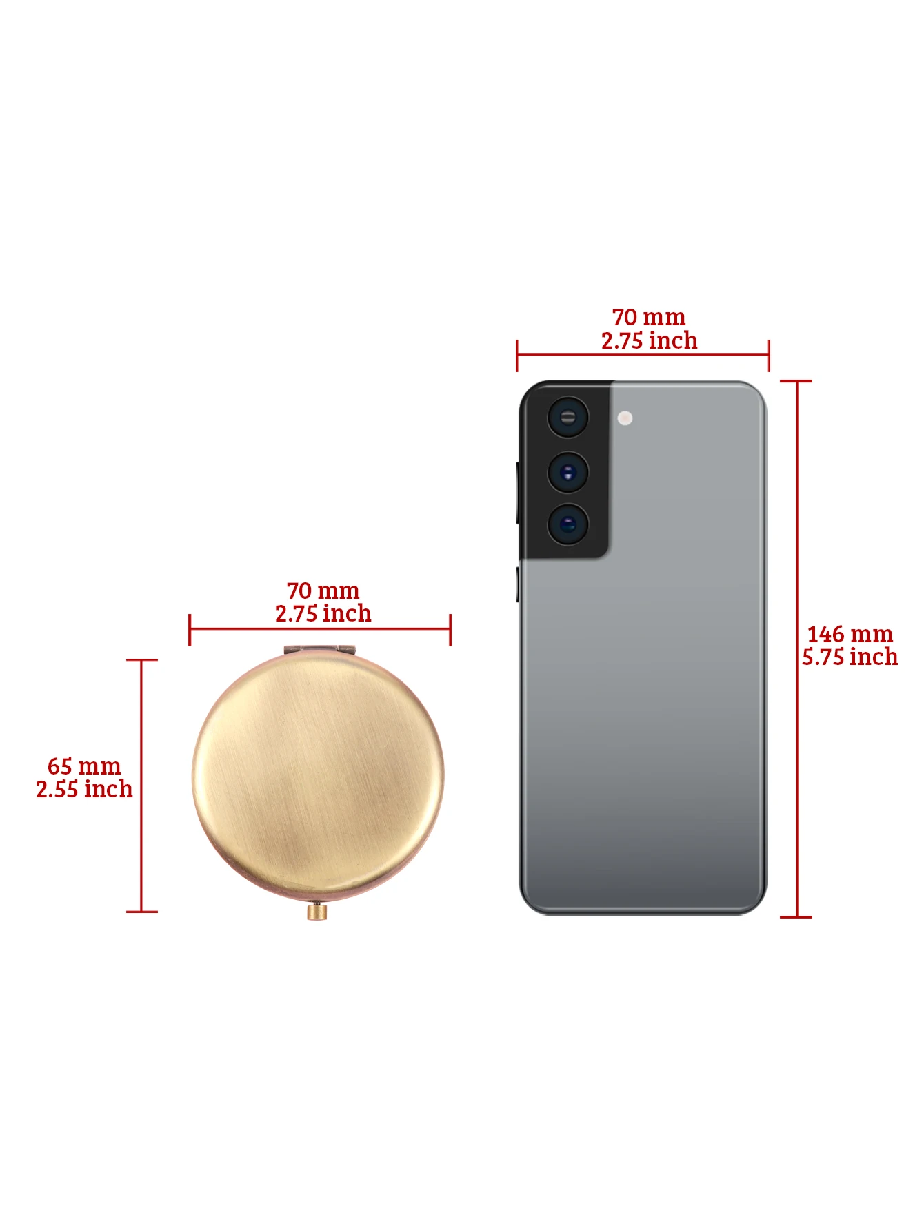 65 mm Round Double Sided Makeup Mirror Portable Compact Handheld Makeup Mirror for Purse/Travel/Cosmetics