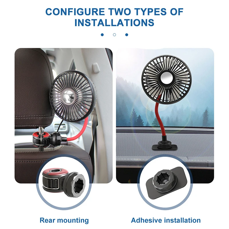 SEAMETAL Multidirection Car Back Seat Fan 3-speed Wind Adjustment USB Auto Cooling Fans 5 Fan Blades for Summer Car Accessories