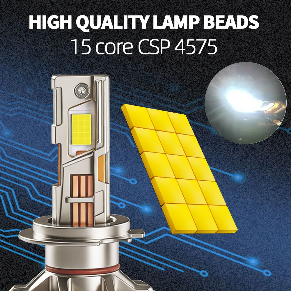 9개의 구리 튜브 400W 자동차 LED 헤드라이트 고출력 전구 자동차 H7 H4 H11 H1 9005 HB3 9006 HB4 9012 차량 교체용 라이트