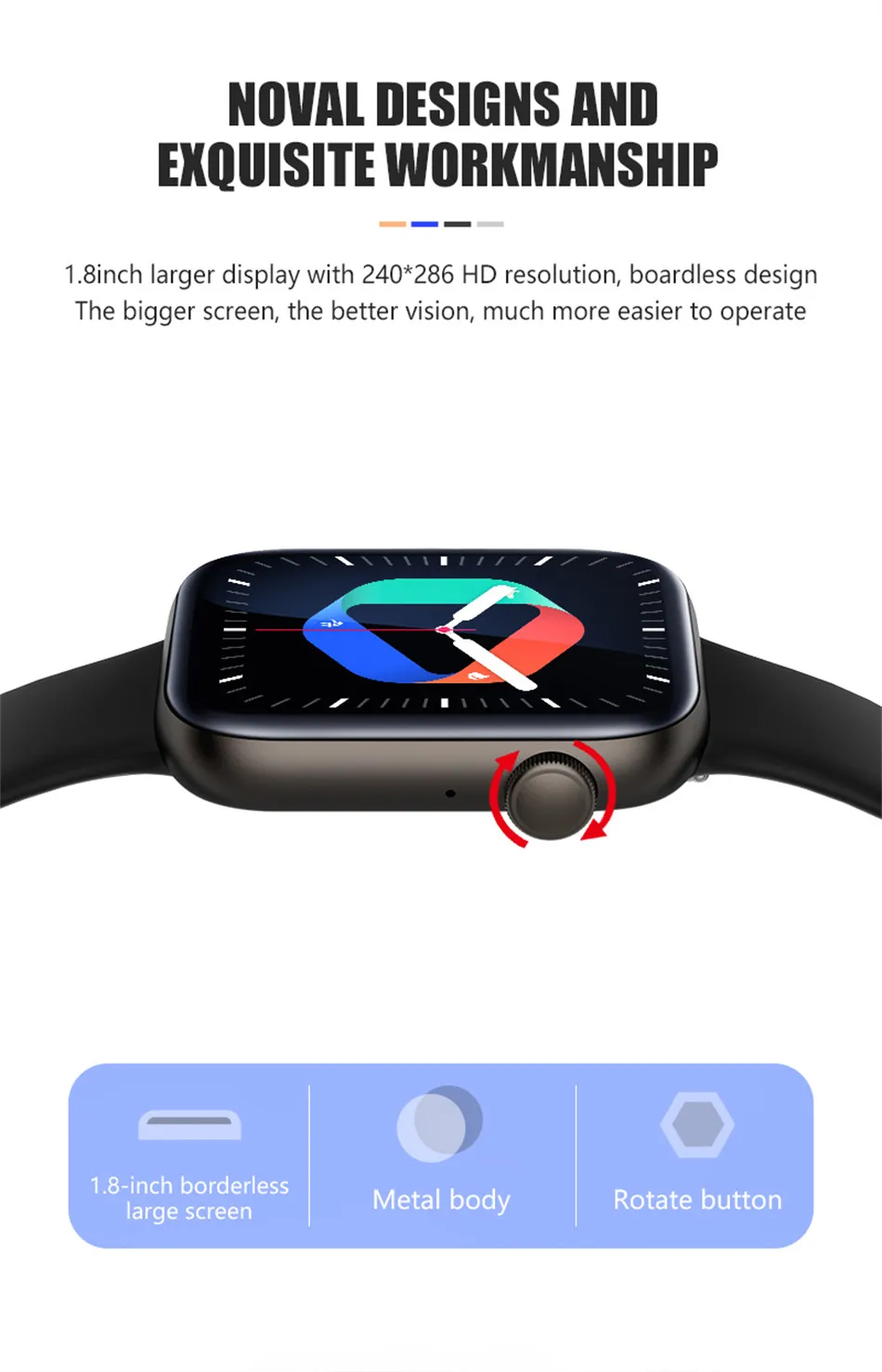 Bluetooth Call Smart Watch Men Women 1.79inch Large Screen Fashion Watches Heart Rate Monitor smartwatch Ladies For IOS Android
