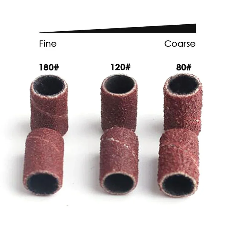 100/50pc Sanding Cap Bands For Electric Manicure Machine 180/120/80 Grit Nail Drill Grinding Bit Files Pedicure Tool 6