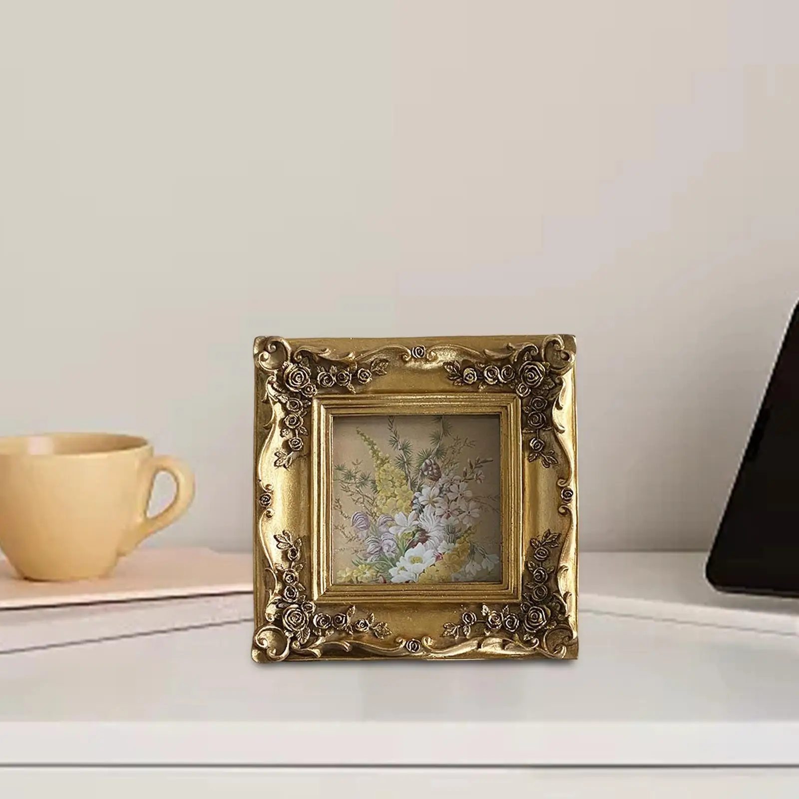Resin 4x4 Square Photo Frame Desktop and Wall Hanging Painting Frame Photo Holder Decorative Picture Frame for Home Table Decor