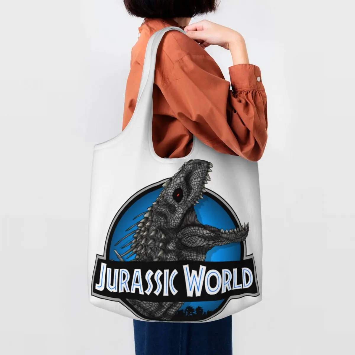 Kawaii Stampato Jurassic World Film Shopping Tote Bags Tela Portatile Shopper Spalla Indominus Rex Borse Borse