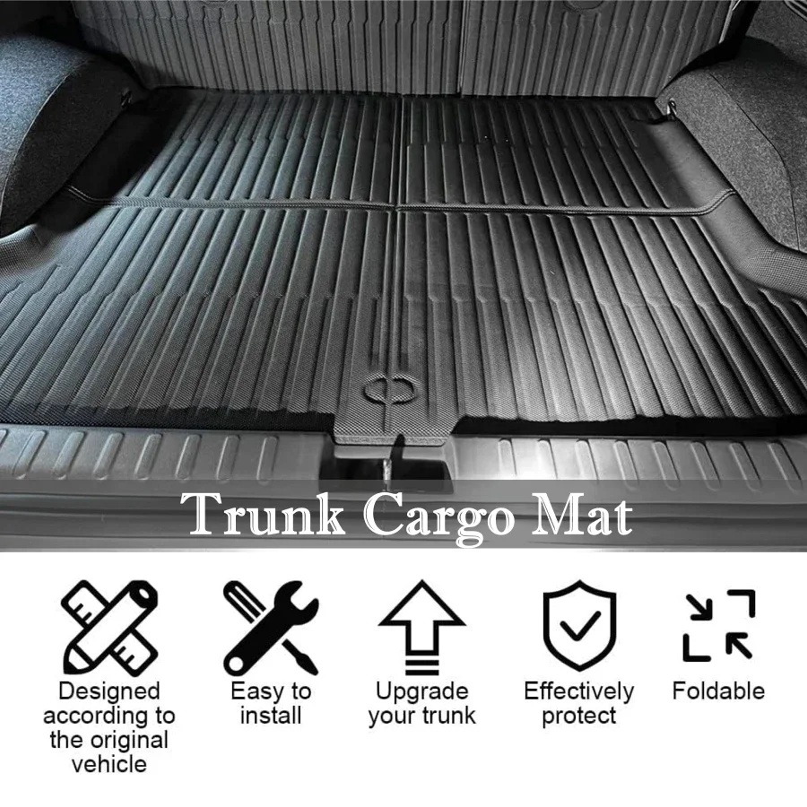 Car Floor Mats Seat Cover Back Cover All Weather XPE Floor Mat Cargo Liner For Hyundai Ioniq 5-Cargo Liner Rear Tray Trunk Waterproof Back Seat Cover