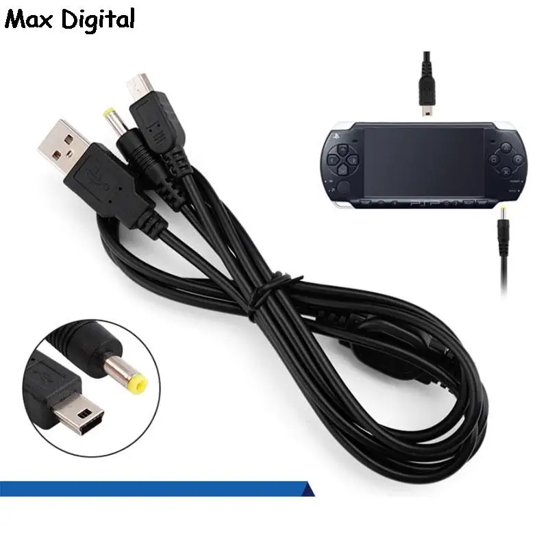 PSP 1000 2000 3000 USB 5V 충전 플러그 충전 케이블, USB to DC 1A 플러그 전원 코드, 게임 액세스, 2 in 1, 1.2m 케이블
