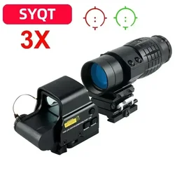 3X Hologram Tactical Optics Scope Sight with Flip-up Mount 553 558 Red Green Dot Sights for 20mm Rail Scopes Hunting Accessory