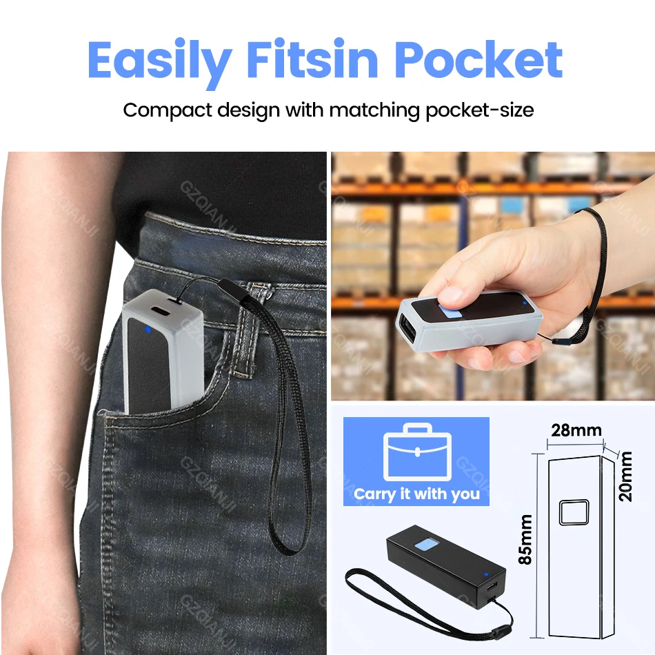 Bluetooth 2.4G 1D 2D Bluetooth Barcode Scanner Wireless CCD QR PDF417 Bar Code Reader for Mobile iPad Android Tablet Scan QR