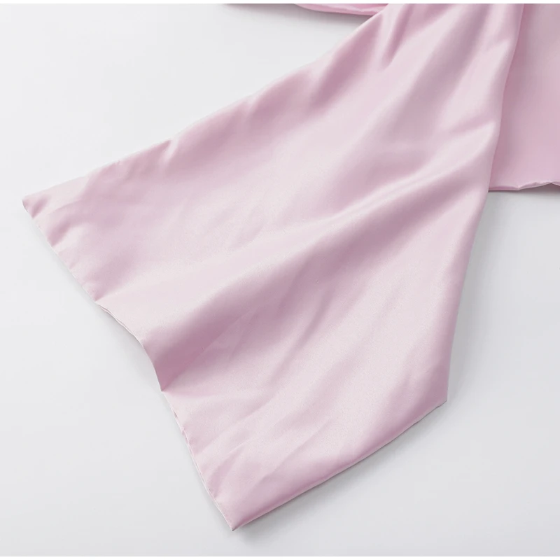 Pink Satin Off-Shoulder Top: Backless, Pleated