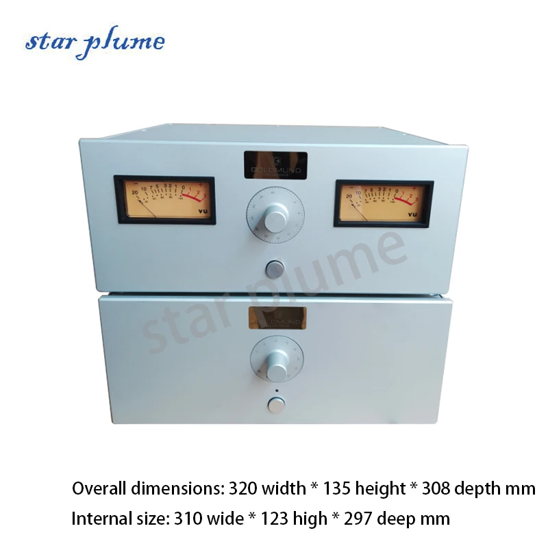(320*135*308mm) All-aluminum Power Amplifier Case Dual VU Meter Pre Amplifier Case Postamplifier Chassis Shell DIY Box