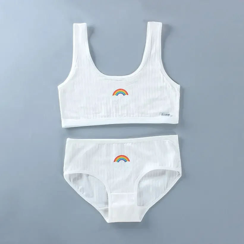 Teenage Clothes Sets Teenager Sport Underwear Training Bra Panties Sets 8-14Years