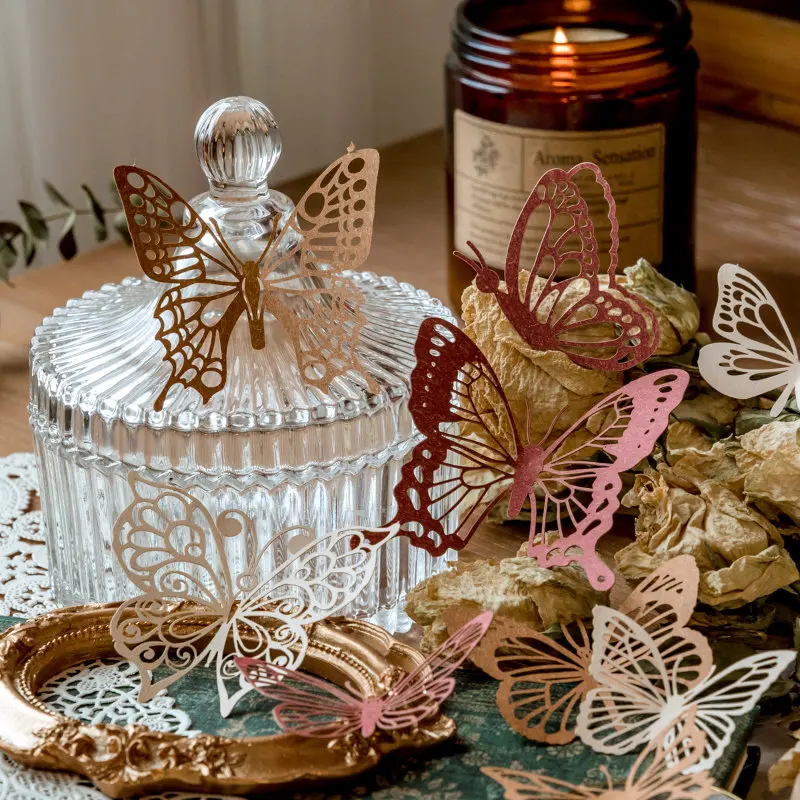 Journamm 10pcs/pack Vintage Material Paper Butterfly Paper Collage Junk Journal Scrapbooking Stationery Vintage Materials Paper 2