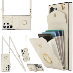 Elegant Leather Crossbody Wallet Phone Case with Lanyard - Sam S26 (Beige)
