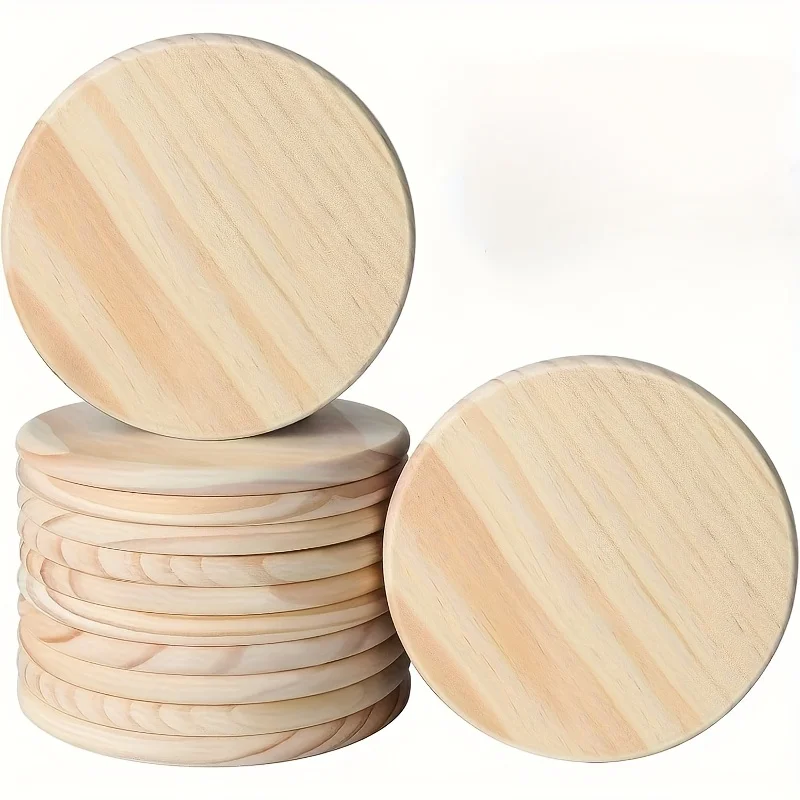 Posavasos De Madera De Pino, Juego De 12 Discos Redondos Sin Terminar De 4 Pulgadas Para Pintura Artística DIY, Grabado Láser, Decoración Del Hogar - AliExprs