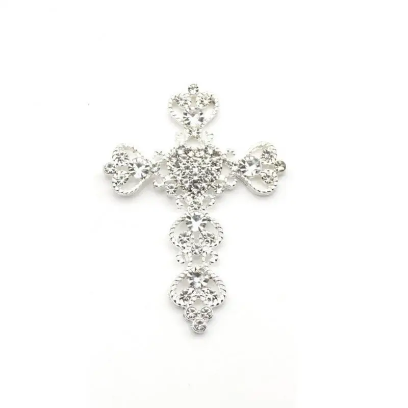 1~20PCS Metal Cross Alloy Rhinestone Crafts For Necklace Jewelry Box Decoration Material Accessories 4.7*6.4cm