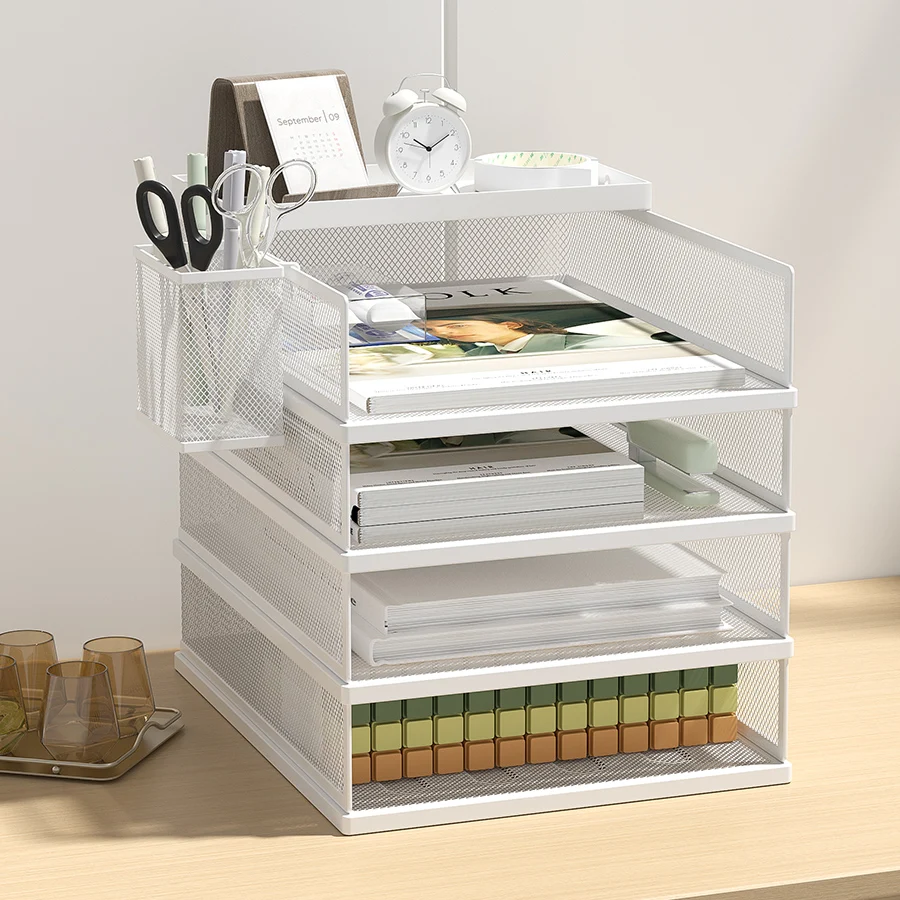 Desk Mail Organizer Metal Mesh Desk Organizer Box for A4 Paper Document File Letter Book Pen Brochure Filling