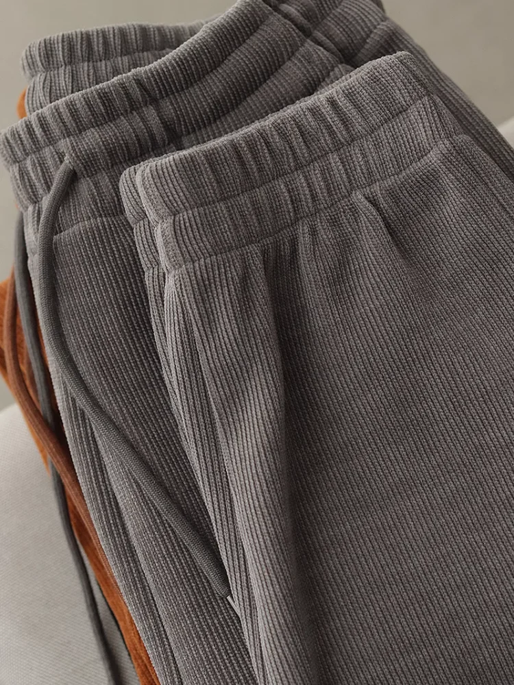Autumn and Winter New American Retro Corduroy Sweatpants Men's Simple Heavyweight Knitted Loose Casual Sports Ankle-tied Pants
