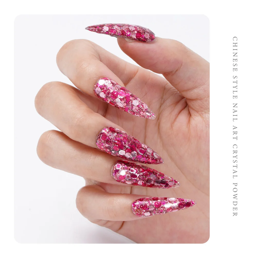 Bottle Dipping Acrylic Powder Nail Art Design Glitter 12 Colors Professional Manicure DIY Pigment Dust Decor