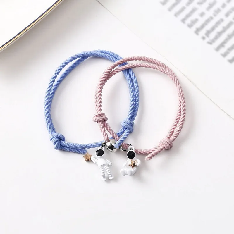 2 Teile/satz Magnet Paar Armband Für Liebhaber Magnetische Gewinnen Astronaut Stern Planet Armbänder Geflochtenen Seil Freundschaft Schmuck Geschenk – Detail 7