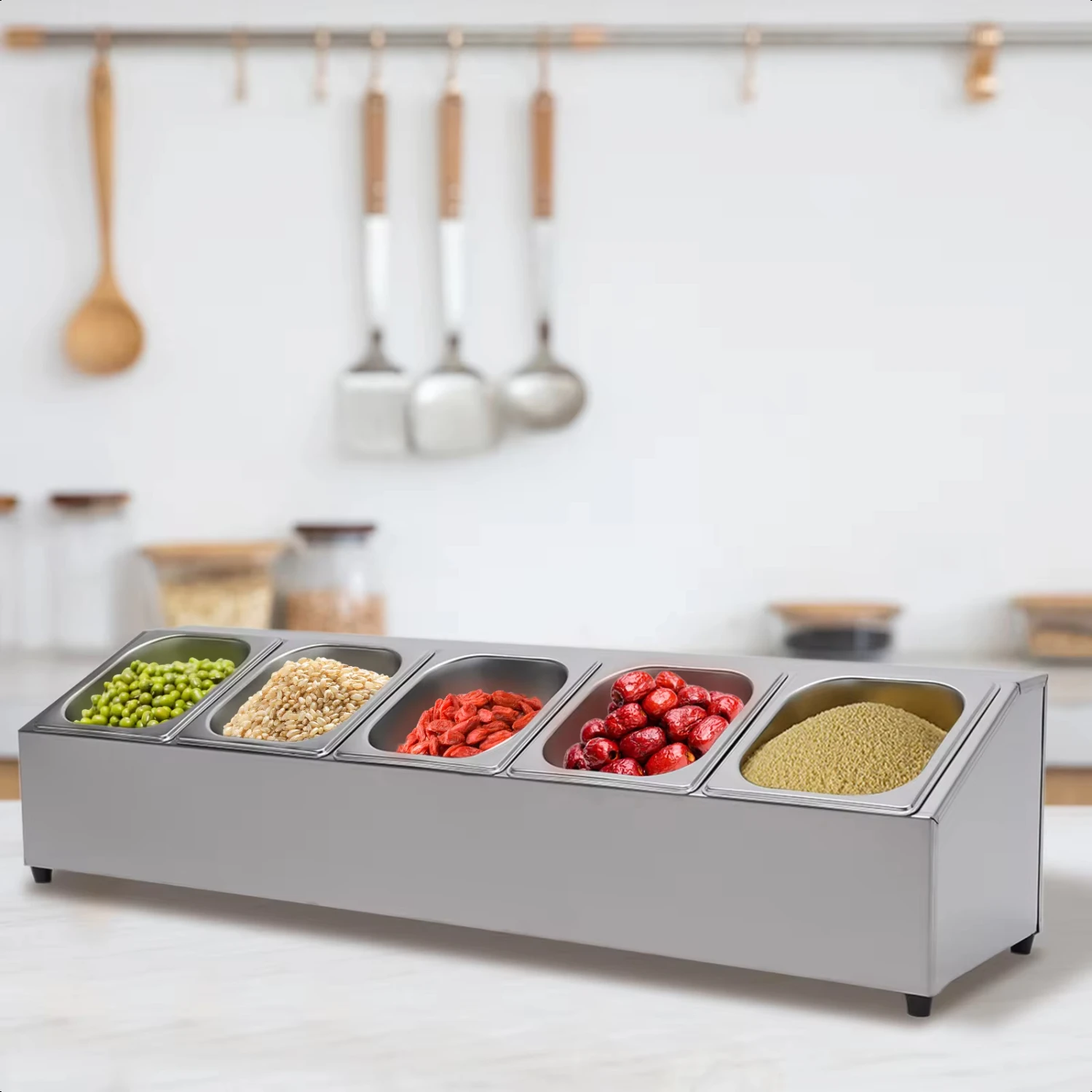 صف واحد من الفولاذ المقاوم للصدأ رف توابل رف كونتر...