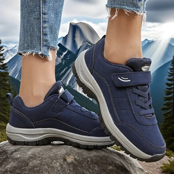 أحذية رياضية نسائية مقاومة للماء وقابلة للتنفس كاجوال بنعل سميك مقاومة للانزلاق ومريحة ومتينة للمشي لمسافات طويلة لجميع المواسم 4