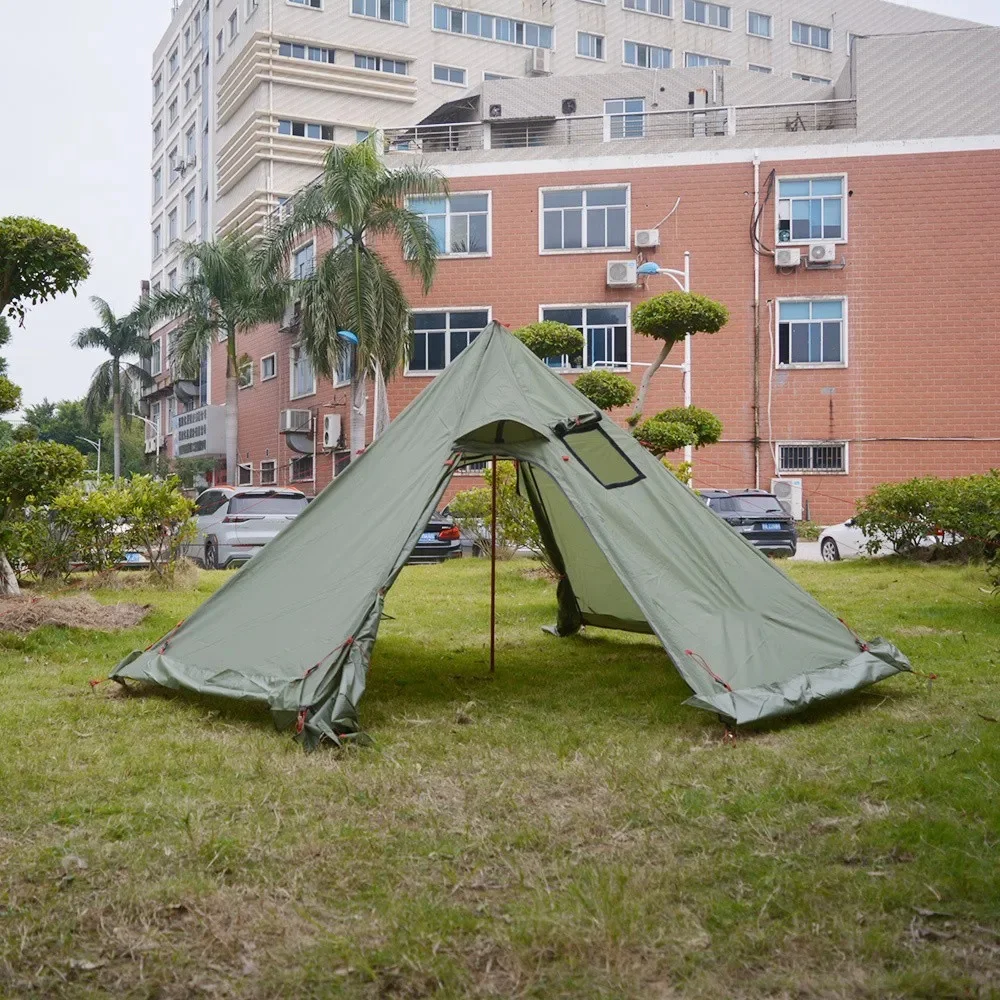 nova pirâmide tenda com saia de neve ultraleve acampamento ao ar livre tenda com chaminé buraco para cozinhar assistindo pássaro mochila tenda