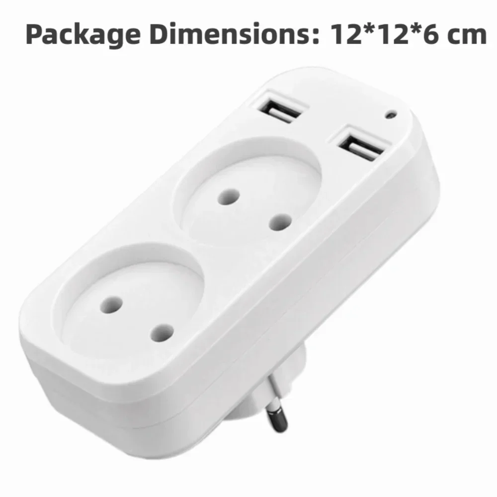 휴대용 신형 더블 AC 소켓 EU 플러그 파워 스트립 어댑터 벽면 2 USB 포트 모바일폰용 1200W 250V 스마트폰 태블릿용