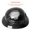 CE Carbon Fiber Full Brim Hard Hat w/ Built In Goggle Triangle Face Towel Construction Engineer  Safety Helmet ABS Safety Cap 3