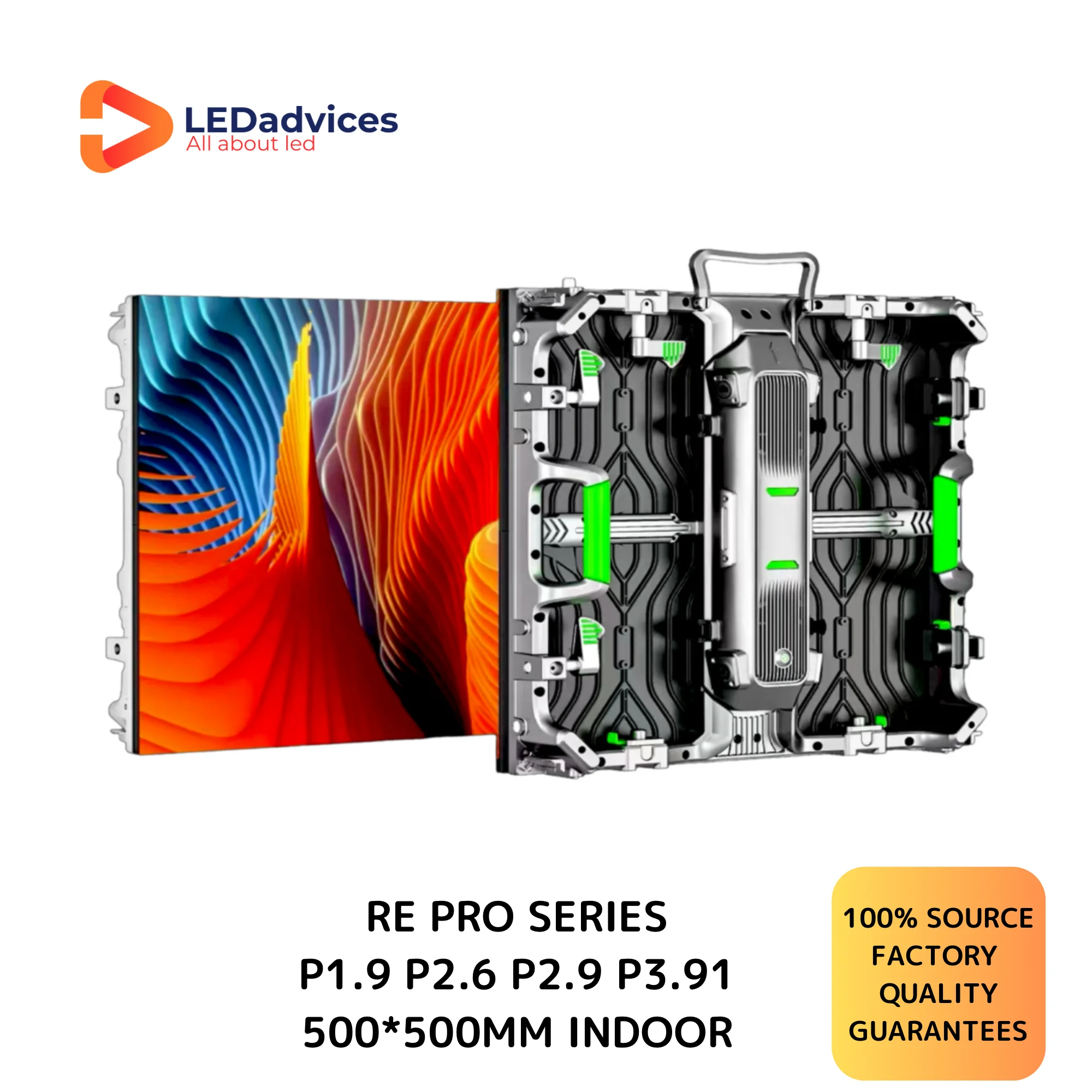 

LEDadvices RE PRO Series P1.9 P2.9 P3.91 Indoor Full Color LED Cabinet 500*500mm 3840Hz Rental Event Big Screen Display Wall