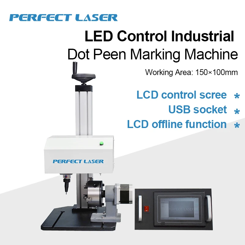 

Rotary Pneumatic Dot Pin Peen Marking Machine HRC73 LCD Control For Metal Hard Plastic Character Letter Serial Number Engraver