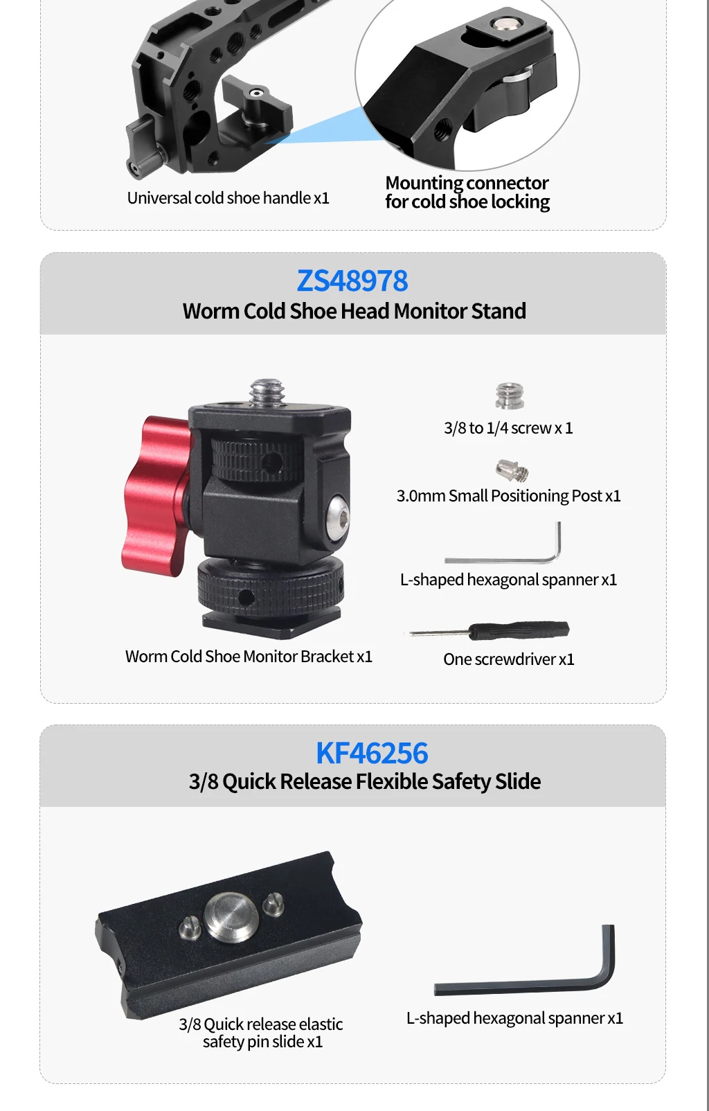 Dslr kamera oberer griff nato schiene schnell klemme 1/4 3/8 arri schraube anti-drop kälte schuh halterung für käfig rig heben holzhand griff – Detail 17