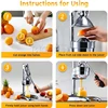 Small Manual Citrus Juicer, Stainless Steel Professional Manual Fresh Orange Pomelo Squeezing Machine 6