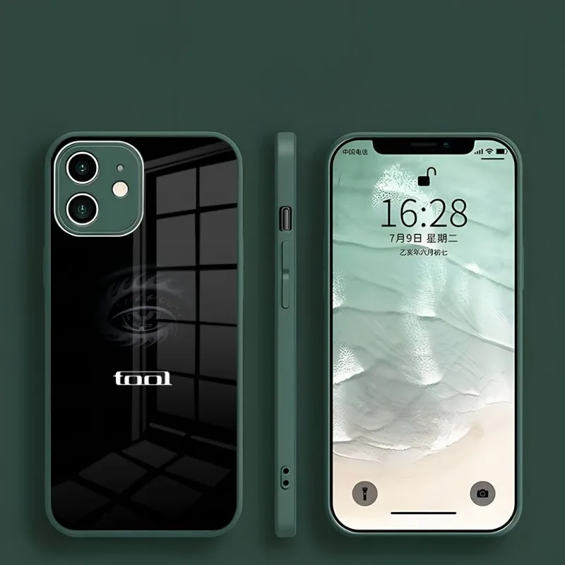 Tool Band Rock Music Phone Case Per Iphone 15 14 13 Pro Max 12 11 Xr X Xs Mini 6 7 8 Plus Se 2022 2020 Dark Night Green Glass